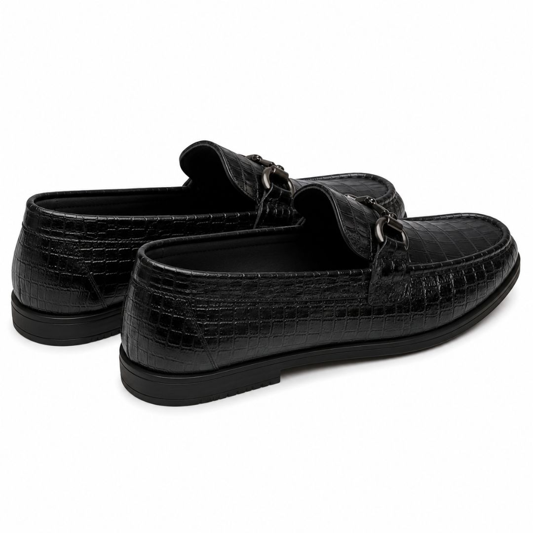 Mens Premium Crocodile Texture Horsebit Loafers